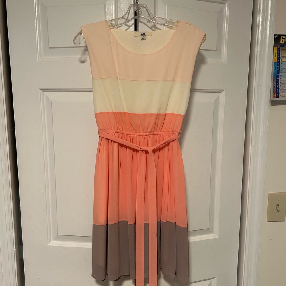 Ya Los Angeles Colorblock Dress - Cream, Peach, and Taupe